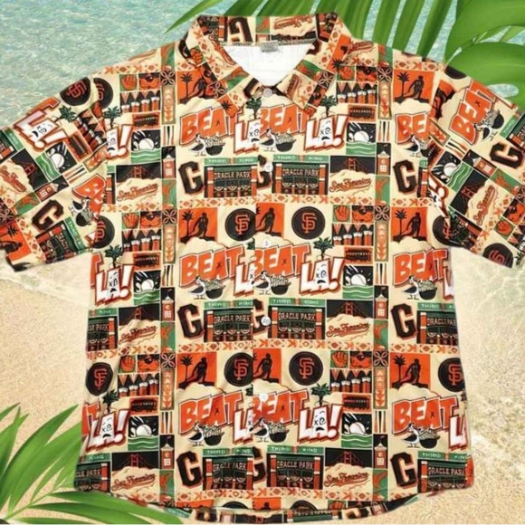 SF Giants beat LA button up Hawaiian shirts - Picture 1 of 2